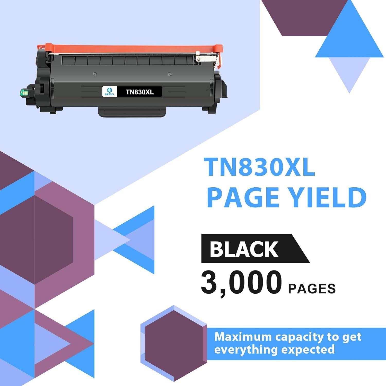 Tóner Negro Inkalfa TN830XL para Brother HL-L2460DW - 4 Unidades