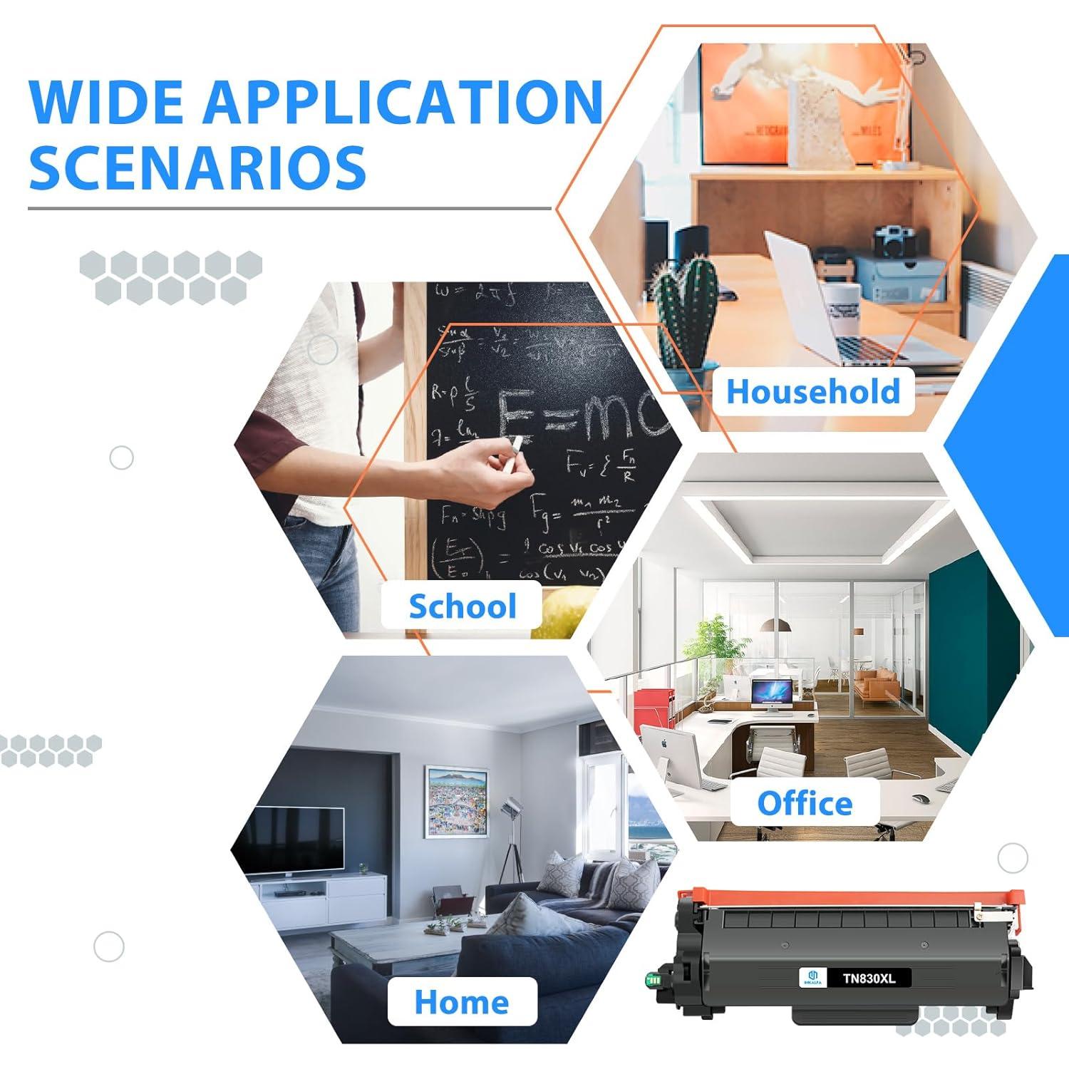 Tóner Negro Inkalfa TN830XL para Brother HL-L2460DW - 4 Unidades