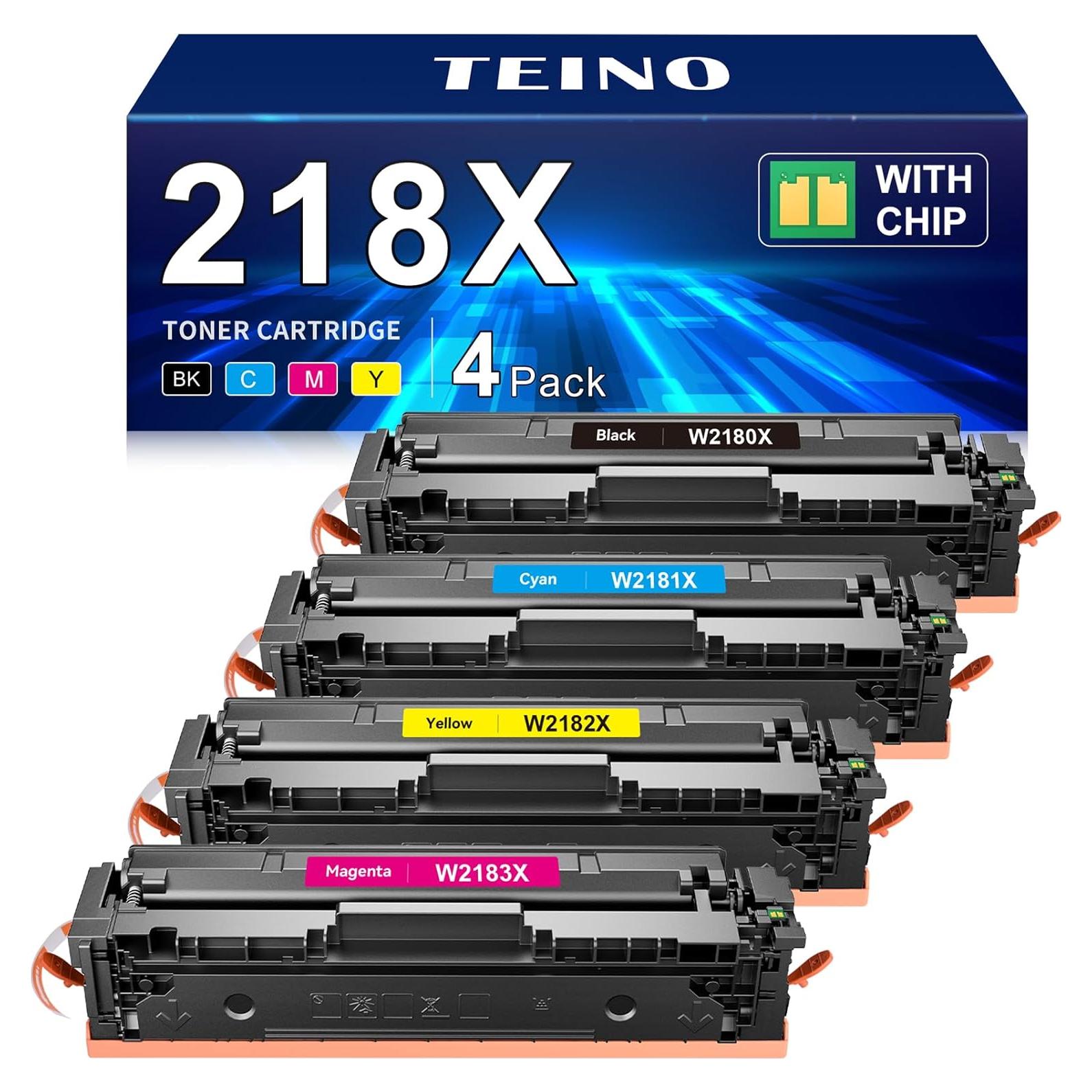 Cartuchos de tóner 218X TEINO Paquete de 4 con chip para HP