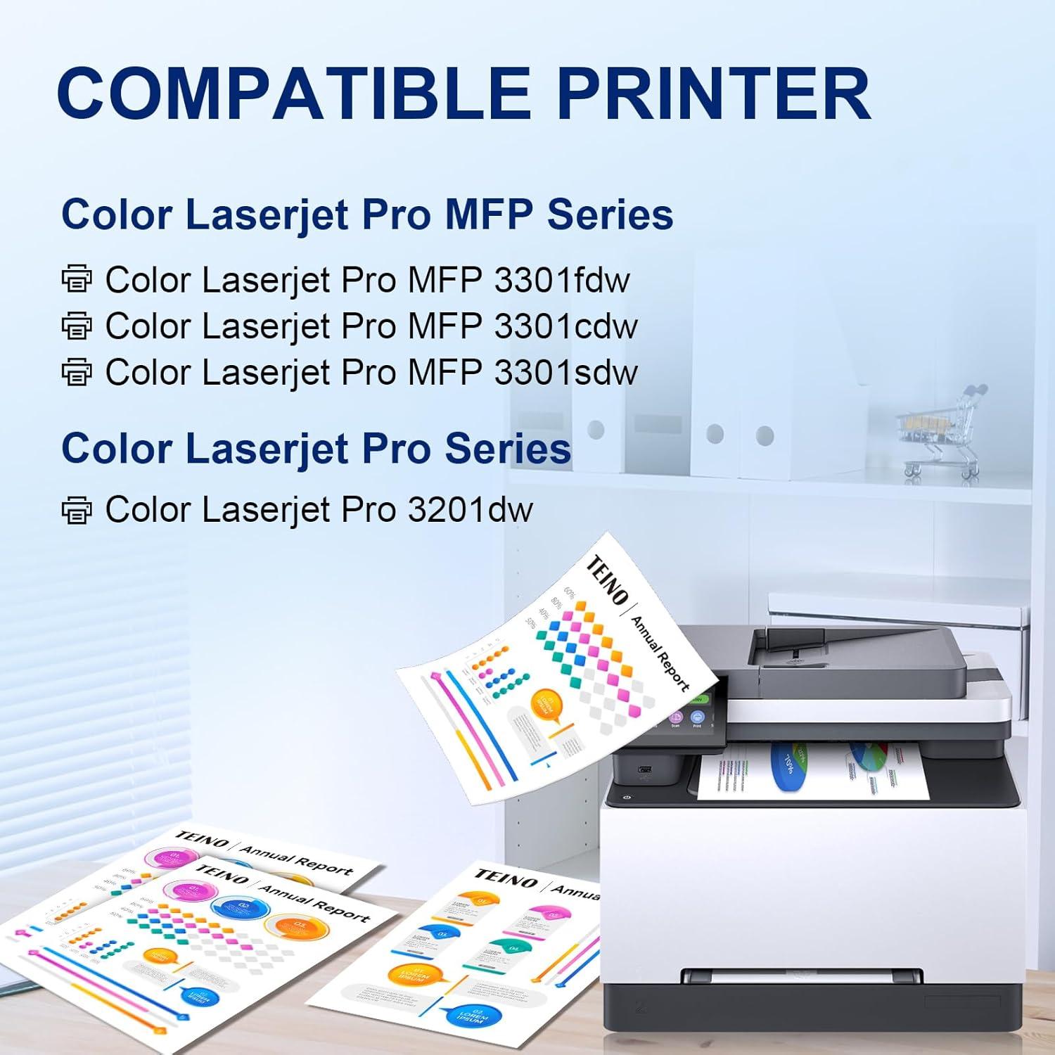 Cartuchos de tóner 218X TEINO Paquete de 4 con chip para HP