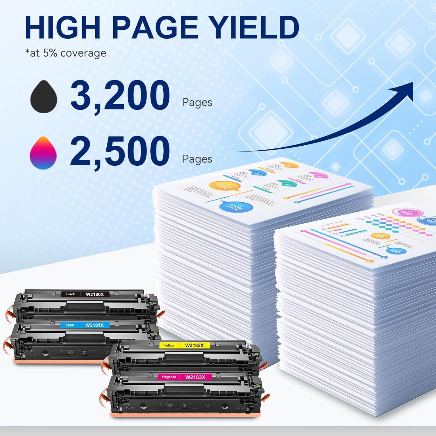 Cartuchos de tóner 218X TEINO Paquete de 4 con chip para HP