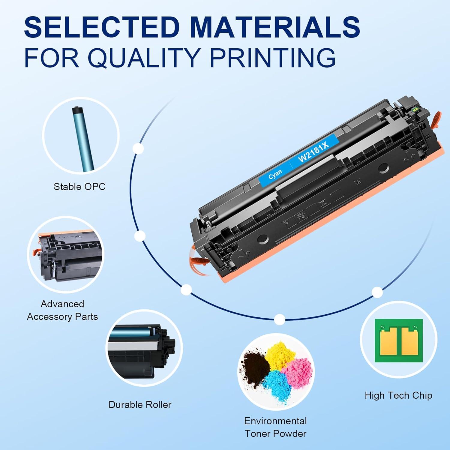 Cartuchos de tóner 218X TEINO Paquete de 4 con chip para HP