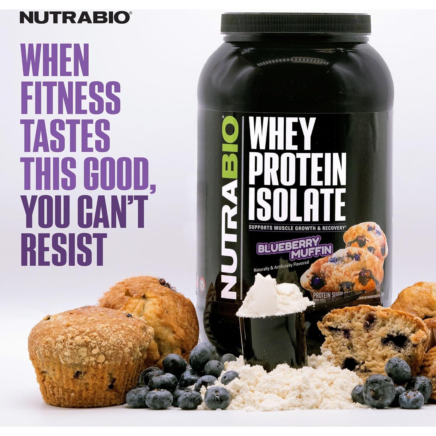 Proteína de Suero Aislada NutraBio 0.91 kg Muffin Arándano