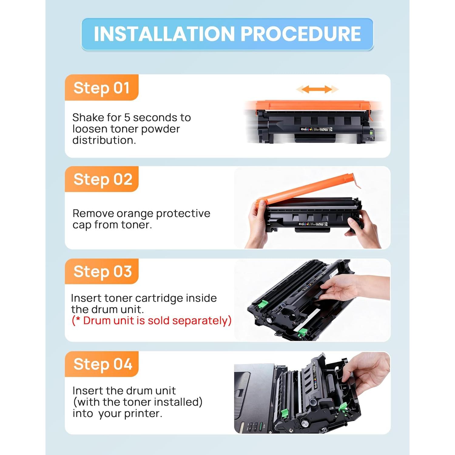 Tóner E-Z Ink TN760 Compatible para Impresora Brother - Paquete Doble