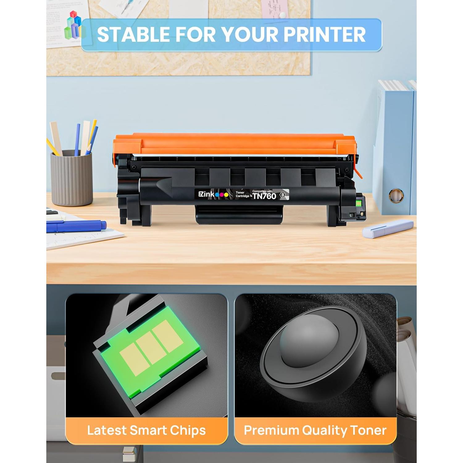 Tóner E-Z Ink TN760 Compatible para Impresora Brother - Paquete Doble