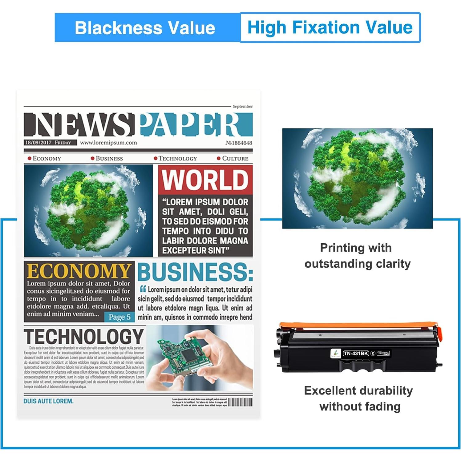 Cartucho de Tóner Compatible Brother TN431 Paquete de 4 Colores