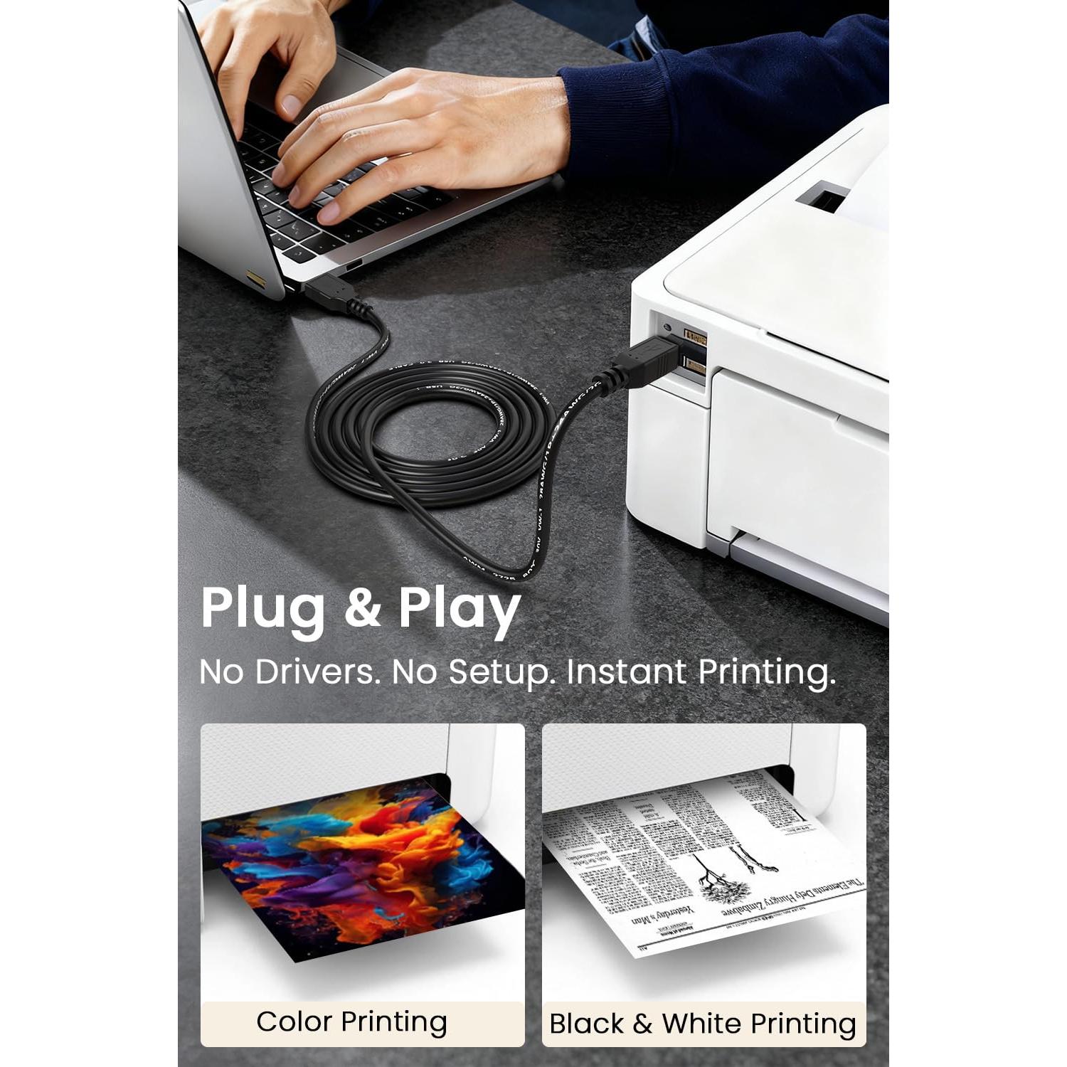 Cable USB A a B 2.0 Voyorti 1.52m para impresora y escáner