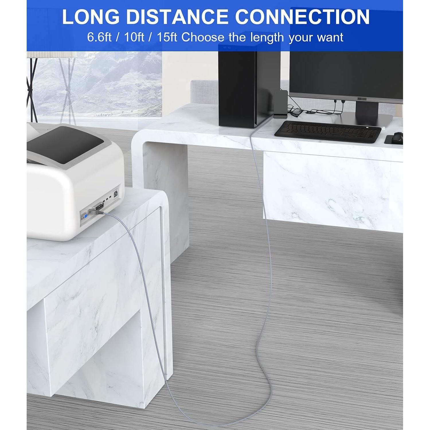 Cable de impresora USB 2.0 sweguard 4.57m trenzado nylon - Negro