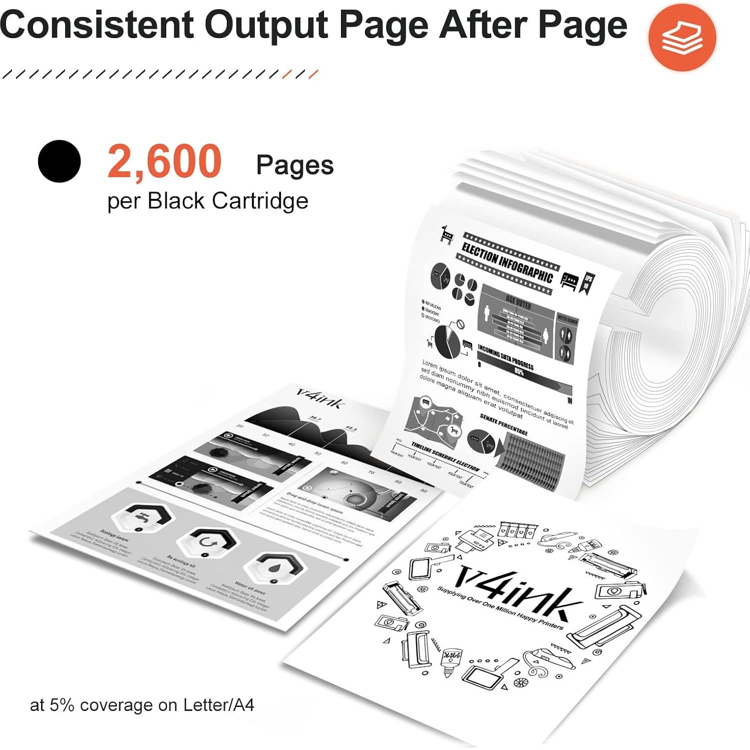 Cartucho de Tóner Compatible v4ink TN360 TN330 - Paquete de 4