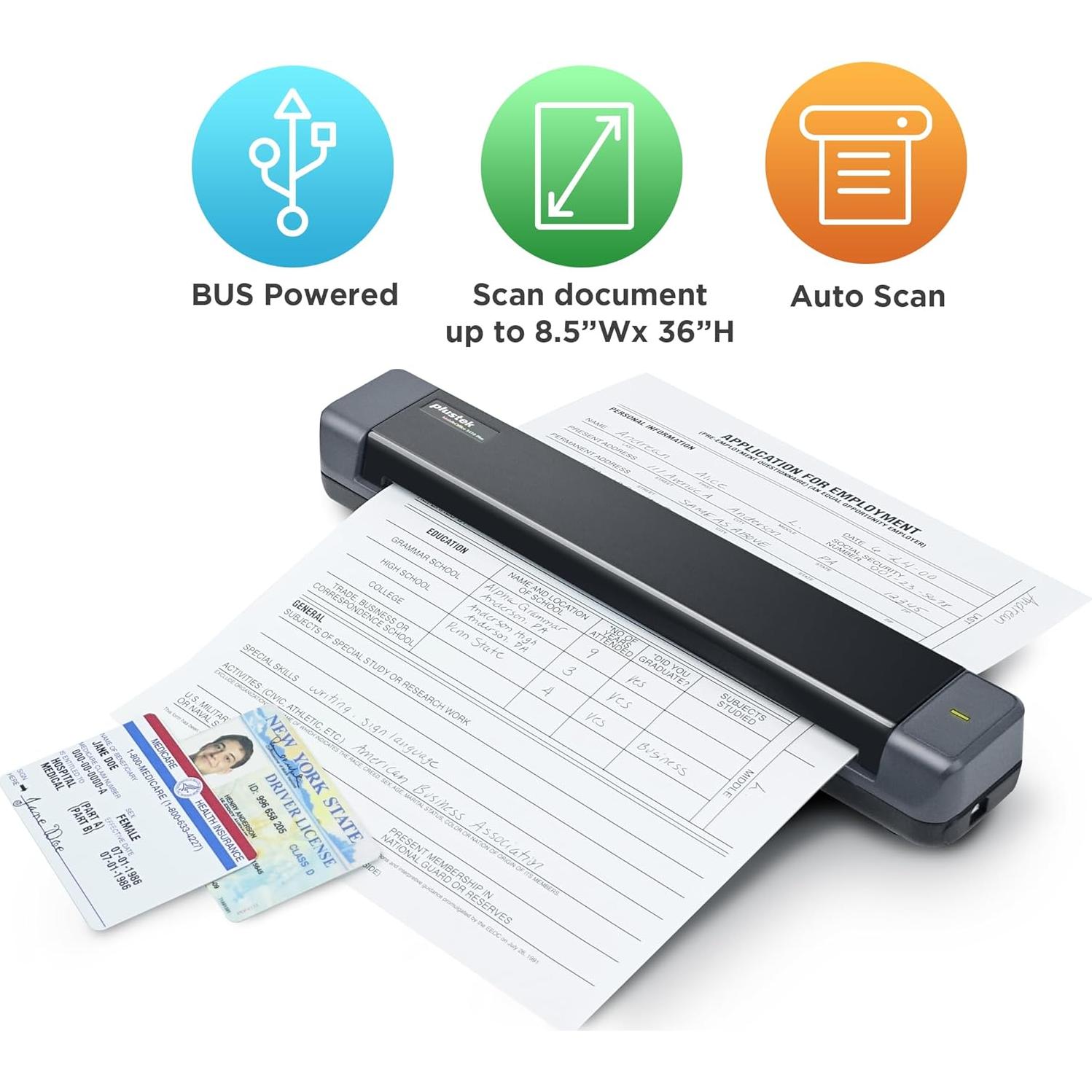 Escáner Móvil Plustek S410 Plus - Portátil, 0.41 kg, OCR
