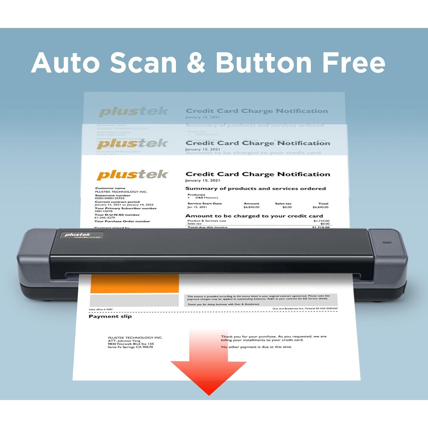 Escáner Móvil Plustek S410 Plus - Portátil, 0.41 kg, OCR