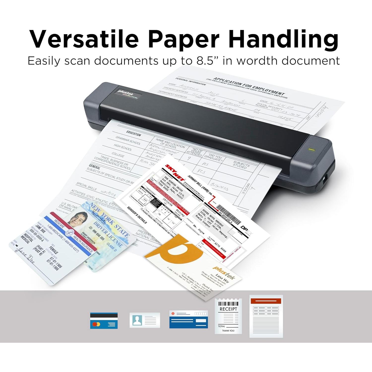 Escáner Móvil Plustek S410 Plus - Portátil, 0.41 kg, OCR