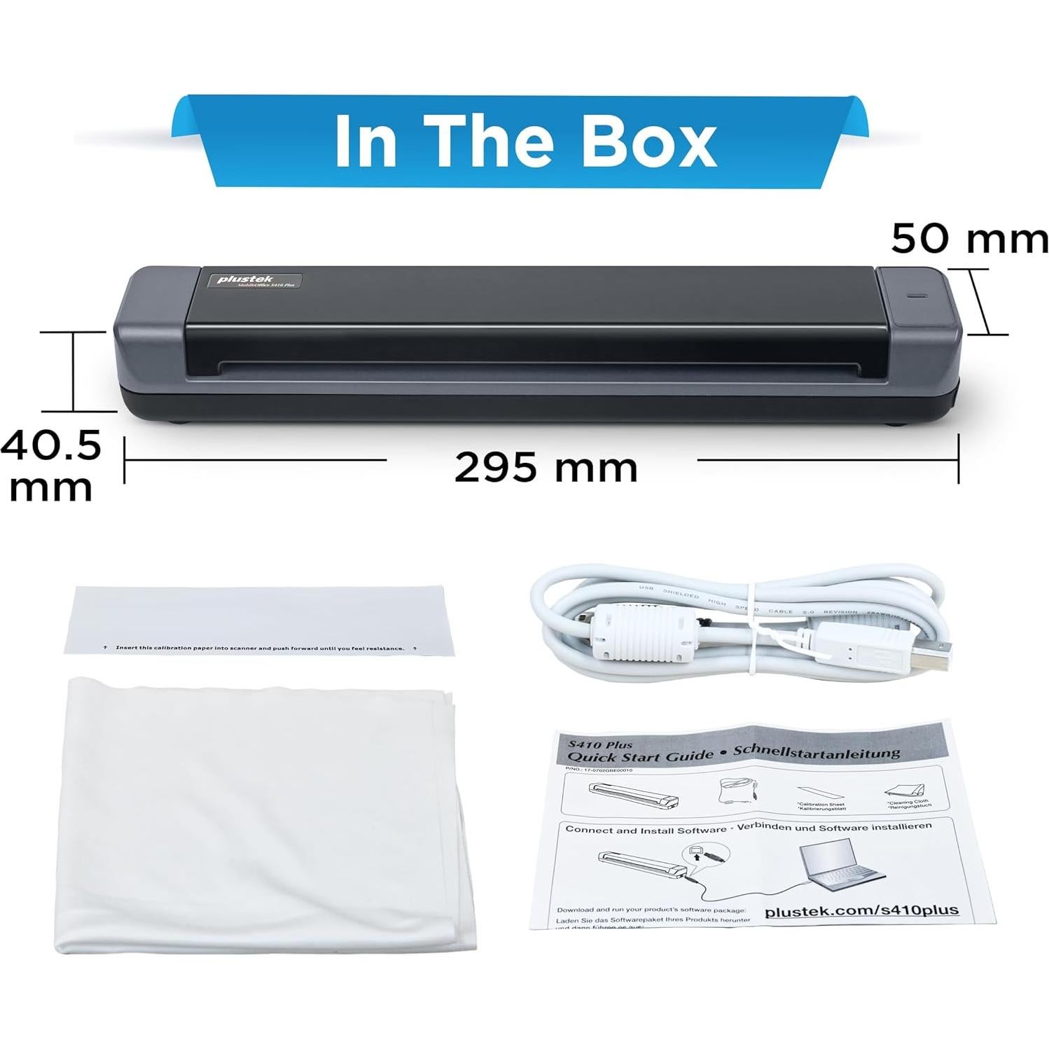 Escáner Móvil Plustek S410 Plus - Portátil, 0.41 kg, OCR