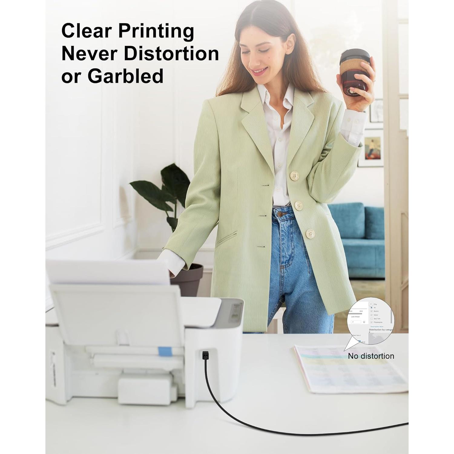 Cable USB 2.0 AILKIN 1.83 m A a B para impresora y escáner