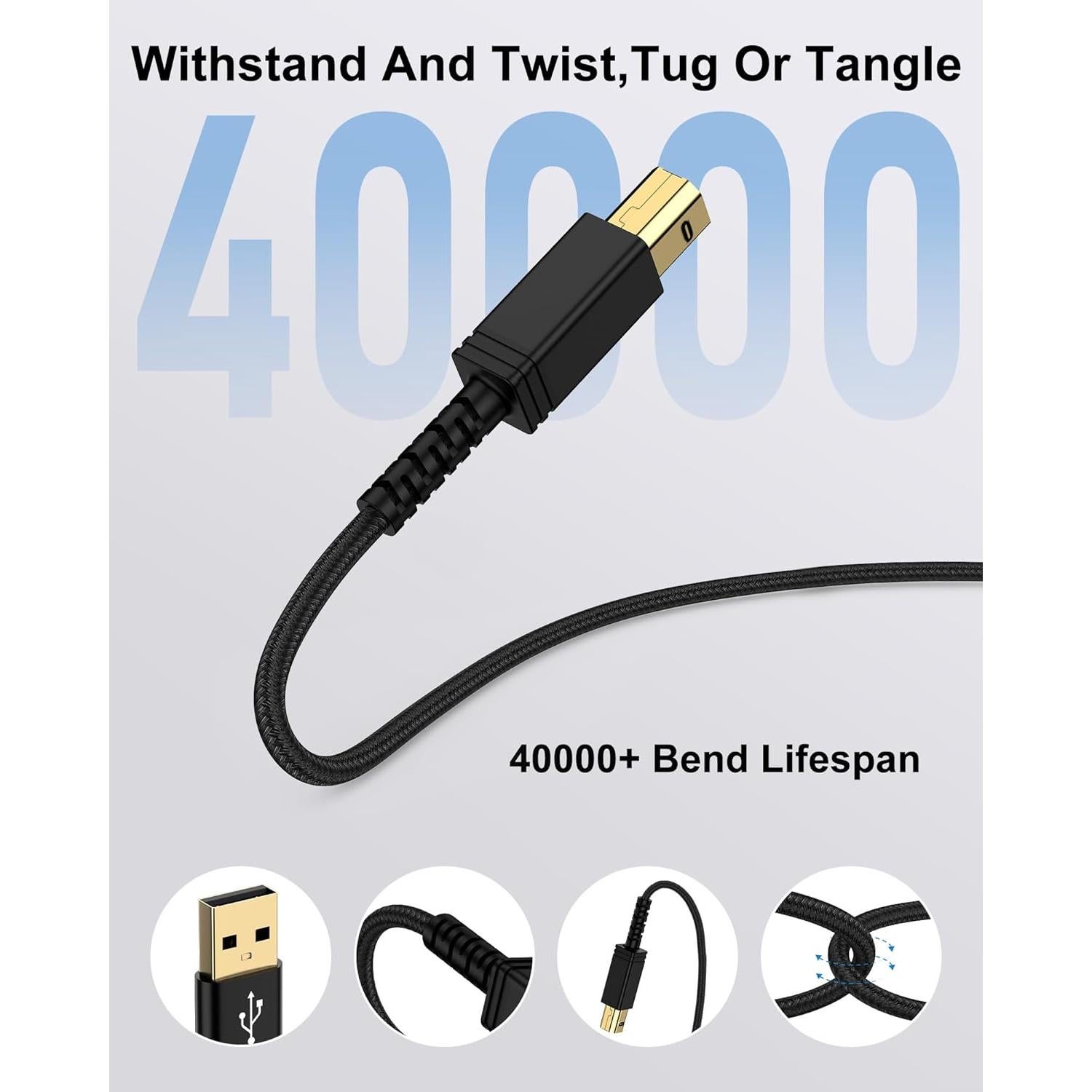 Cable USB 2.0 AILKIN 1.83 m A a B para impresora y escáner