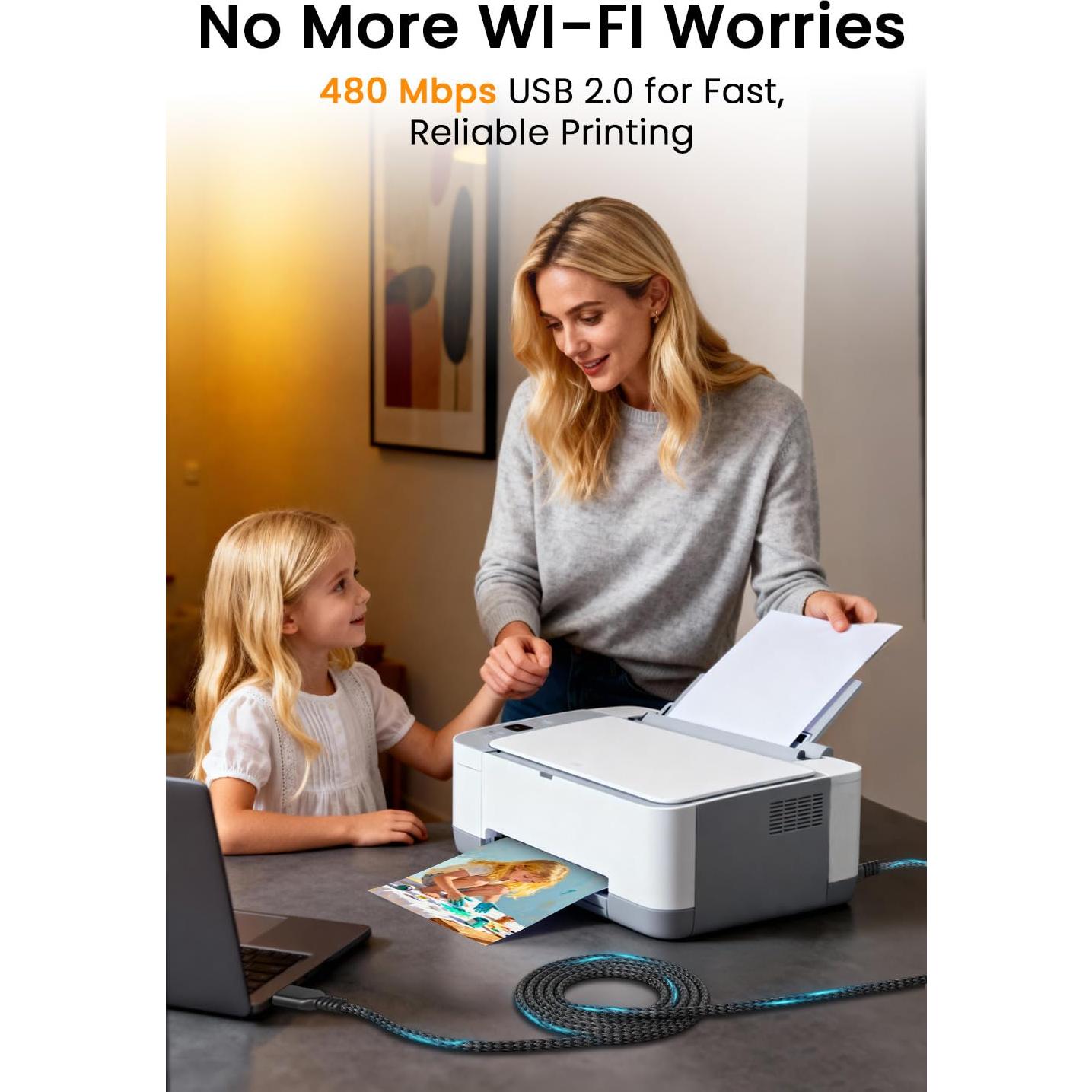 Cable USB A a B 2.0 Voyorti 5.03m para impresora y escáner