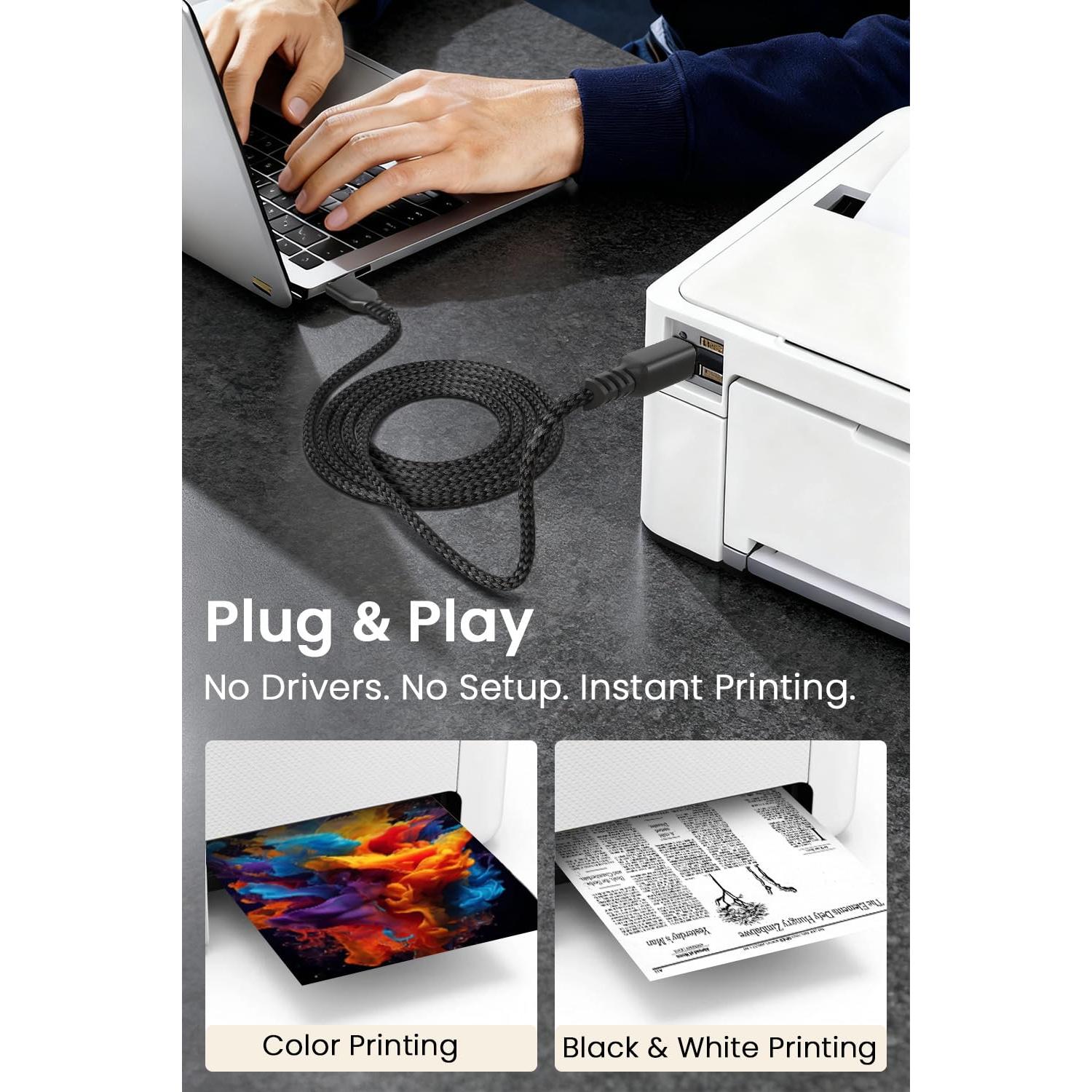 Cable USB A a B 2.0 Voyorti 5.03m para impresora y escáner