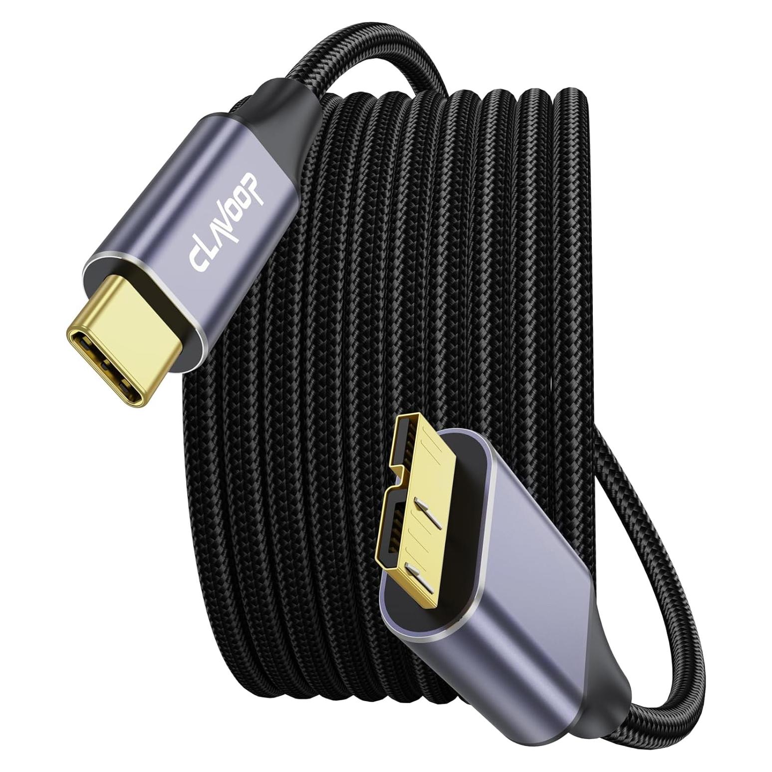 Cable USB C a Micro B 3m CLAVOOP 10Gbps Transferencia Rápida