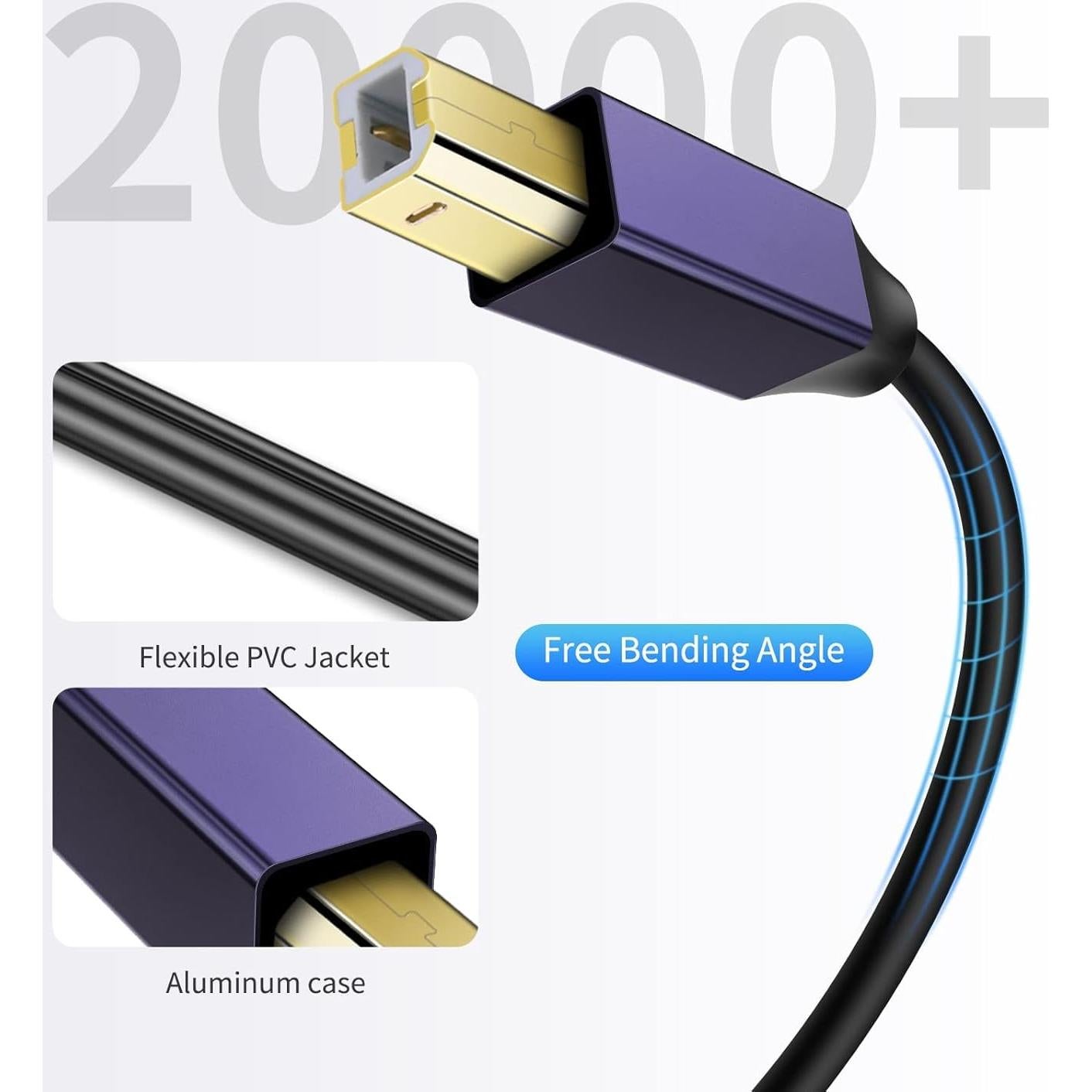 Cable de impresora USB B a USB C LDKCOK 9.14m Negro