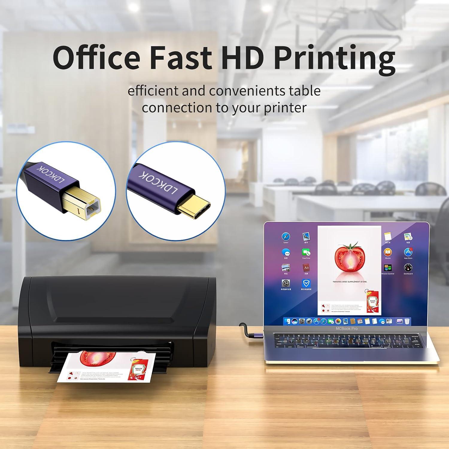 Cable de impresora USB B a USB C LDKCOK 9.14m Negro