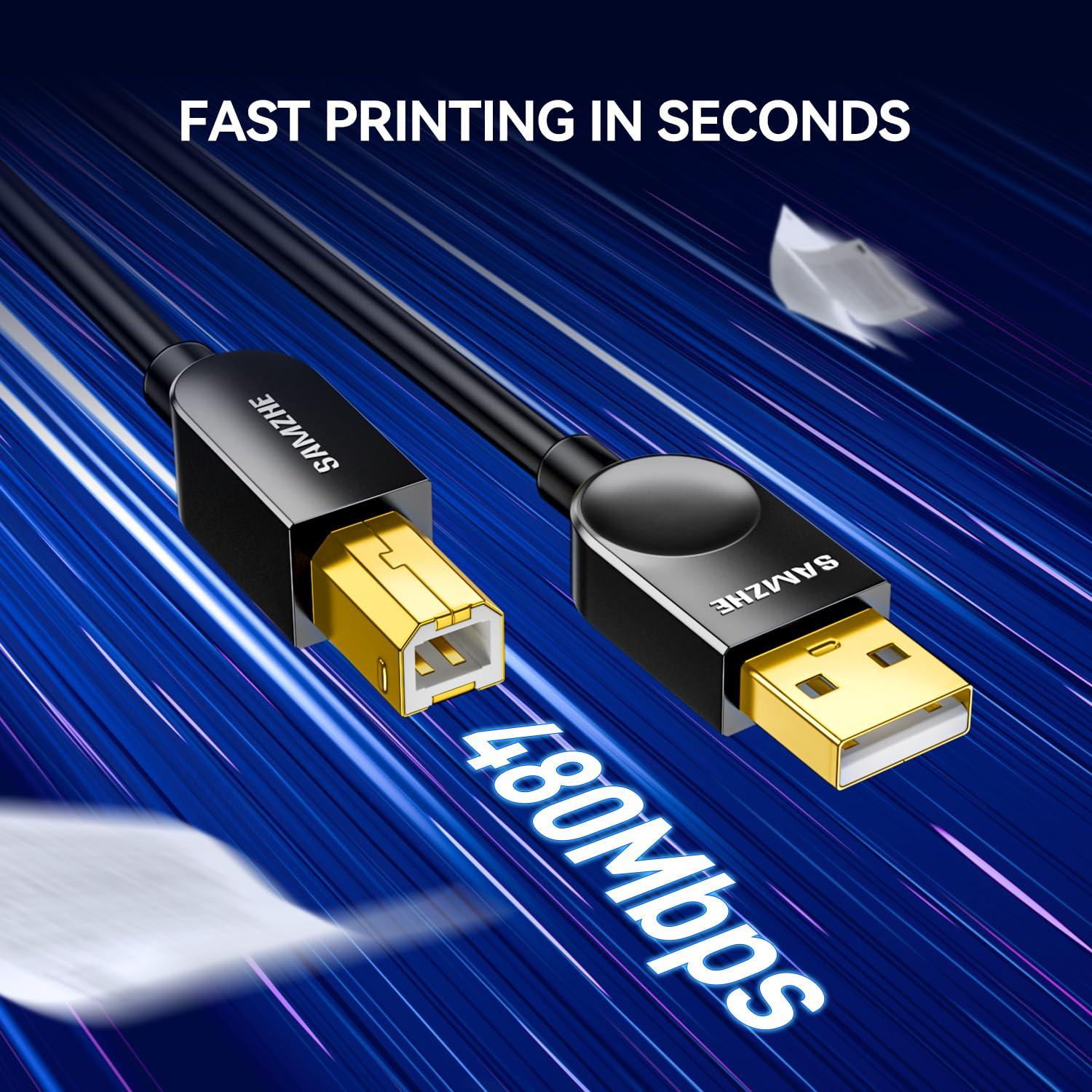 Cable de Impresora USB 2.0 SAMZHE 1.5M Alta Velocidad