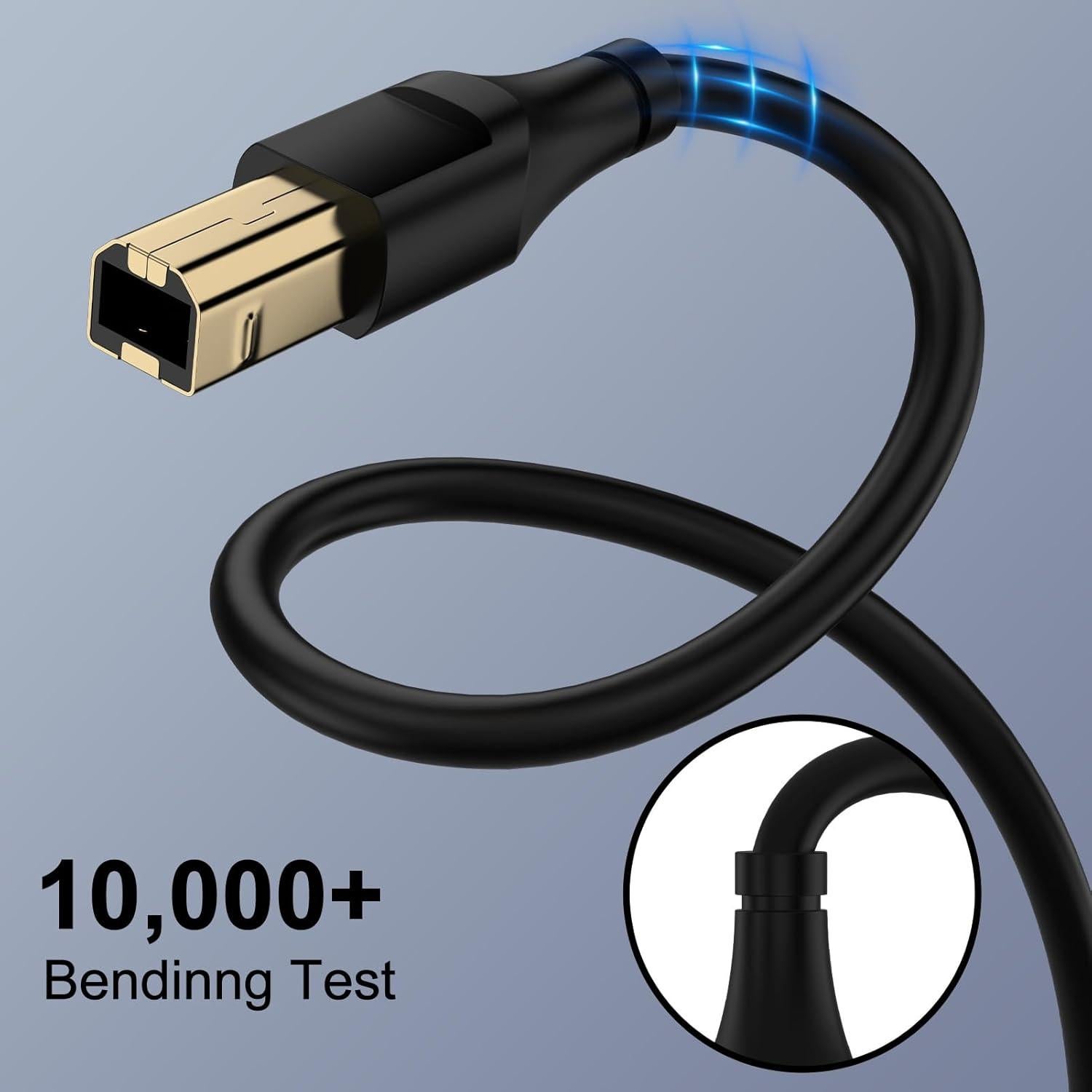 USB Printer Cable 10 Feet USB A to B Printer Cable 2.0 USB B Cable High Speed Scanner Printer Cord for HP, Canon, Brother,Dell, Lexmark, Samsung,Xerox, Piano, MIDI Controller Computer