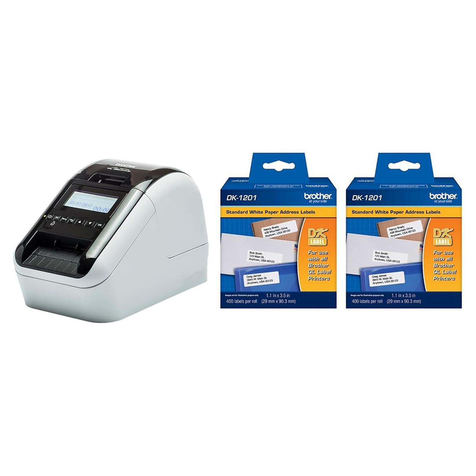 Impresora de Etiquetas Brother QL-820NWB + 2 Etiquetas DK1201
