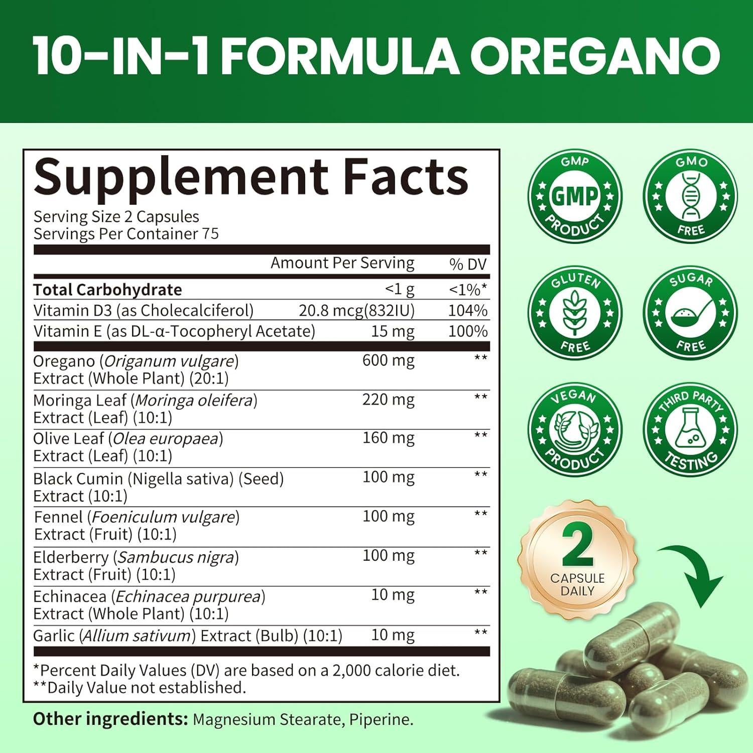 Cápsulas de Aceite de Orégano Orgánico B BEWORTHS 150 Ct