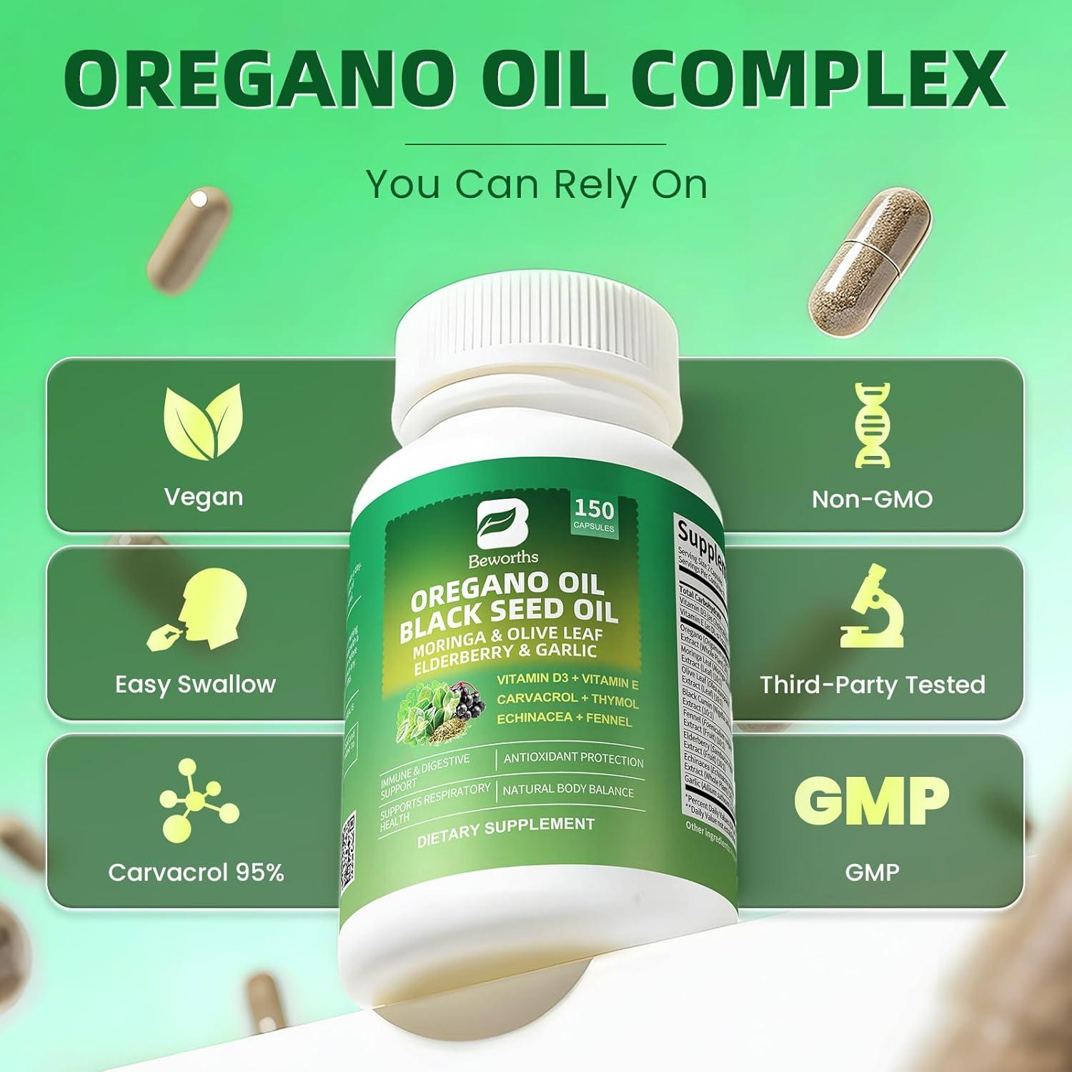 Cápsulas de Aceite de Orégano Orgánico B BEWORTHS 150 Ct