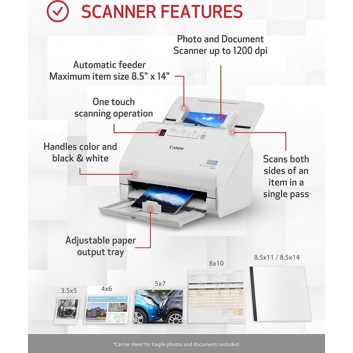 Escáner de fotos y documentos Canon imageFORMULA RS40 USB