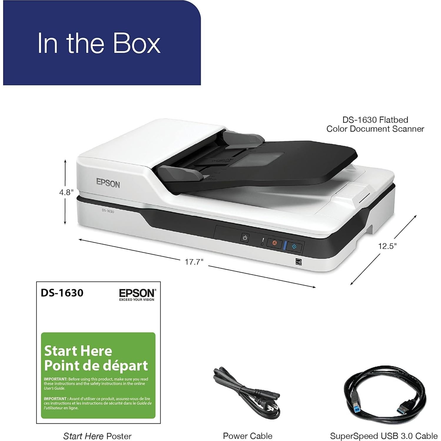 Escáner de Documentos Epson DS-1630, 25 ppm, ADF 50 Páginas