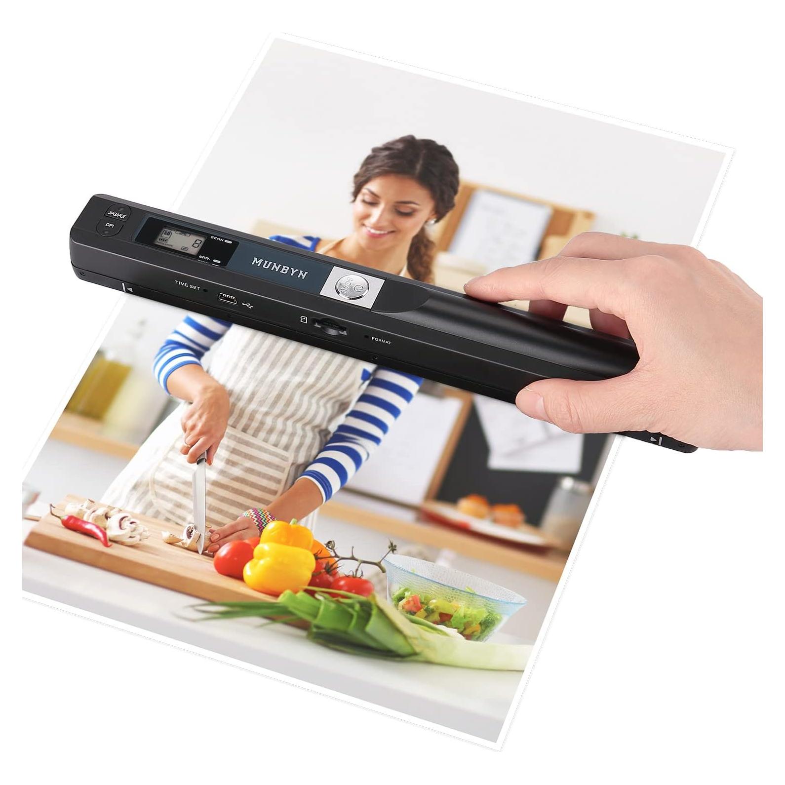 Escáner Portátil MUNBYN A4 900dpi con Tarjeta SD 16G