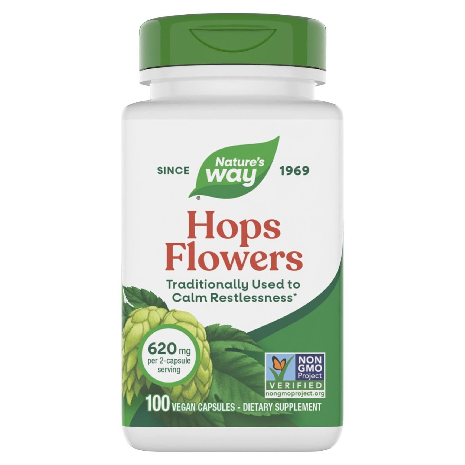 Flores de Lúpulo Nature's Way - Suplemento Herbal Vegano 620 mg