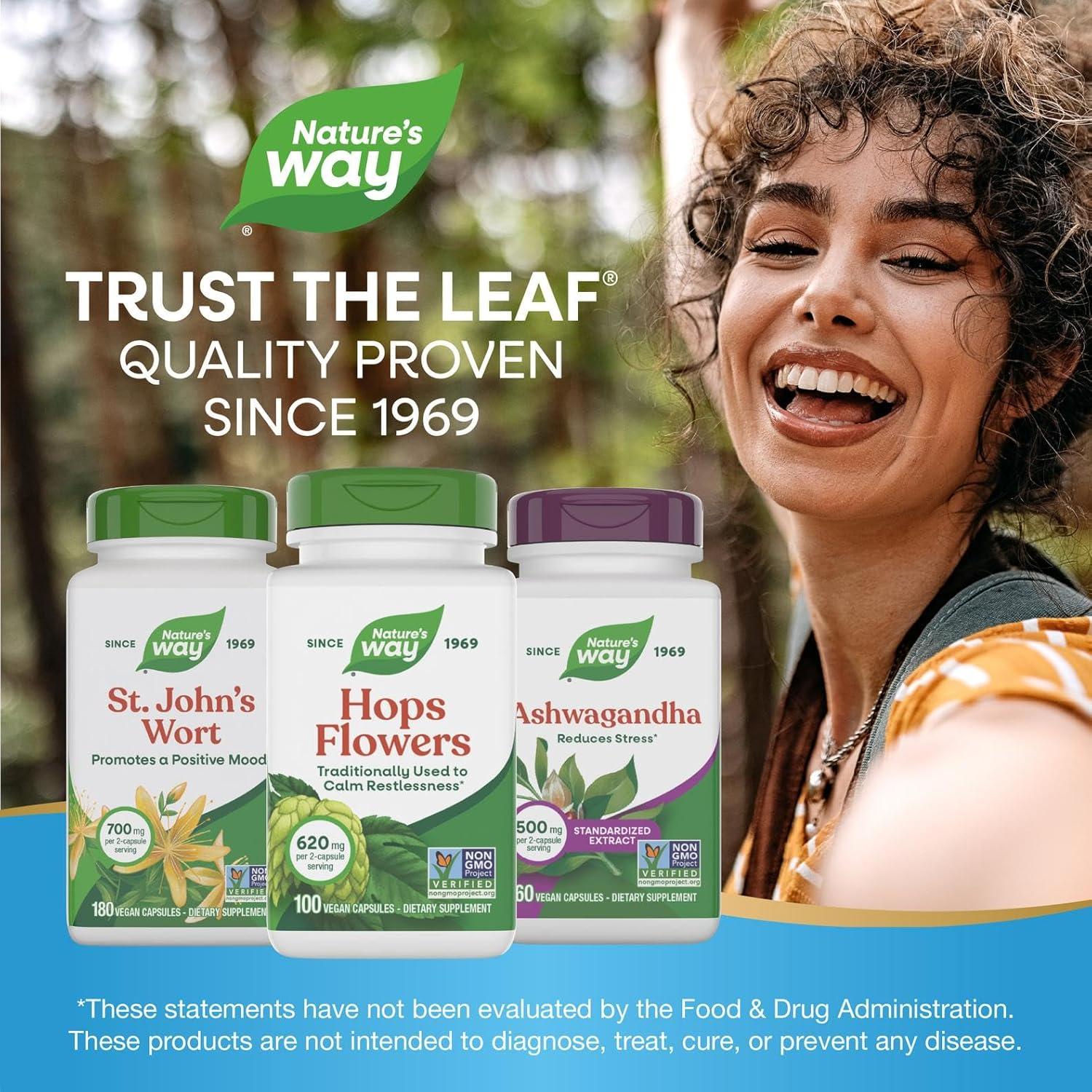 Flores de Lúpulo Nature's Way - Suplemento Herbal Vegano 620 mg