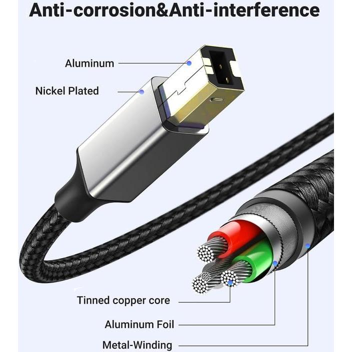 Cable de Impresora USB 2.0 A a B 1.8m Jahobet - Conectores Dorados
