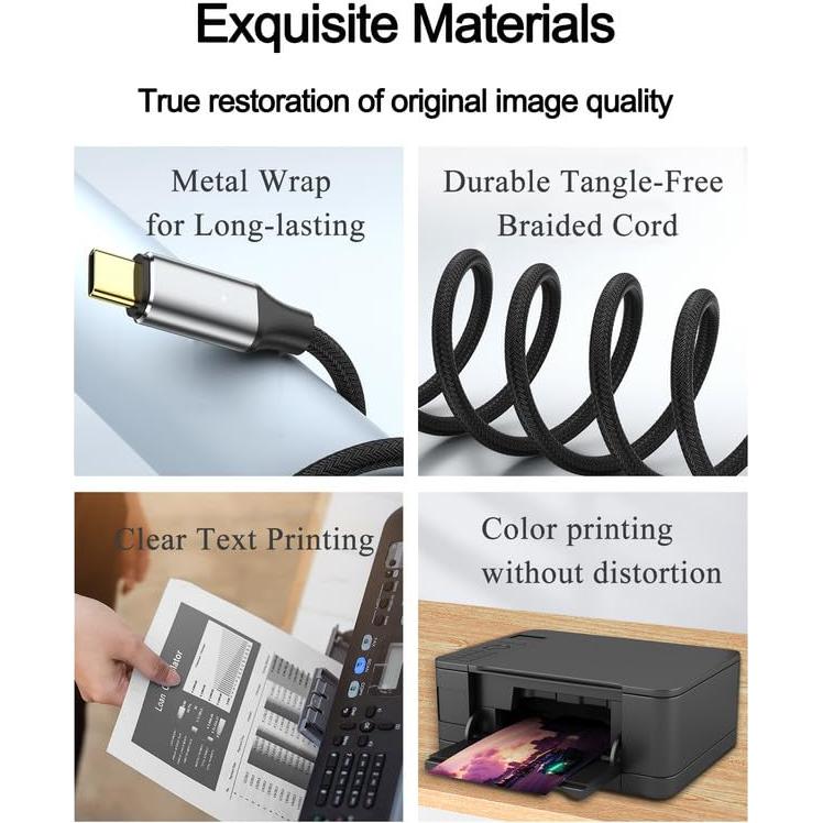 Cable de Impresora USB 2.0 A a B 1.8m Jahobet - Conectores Dorados