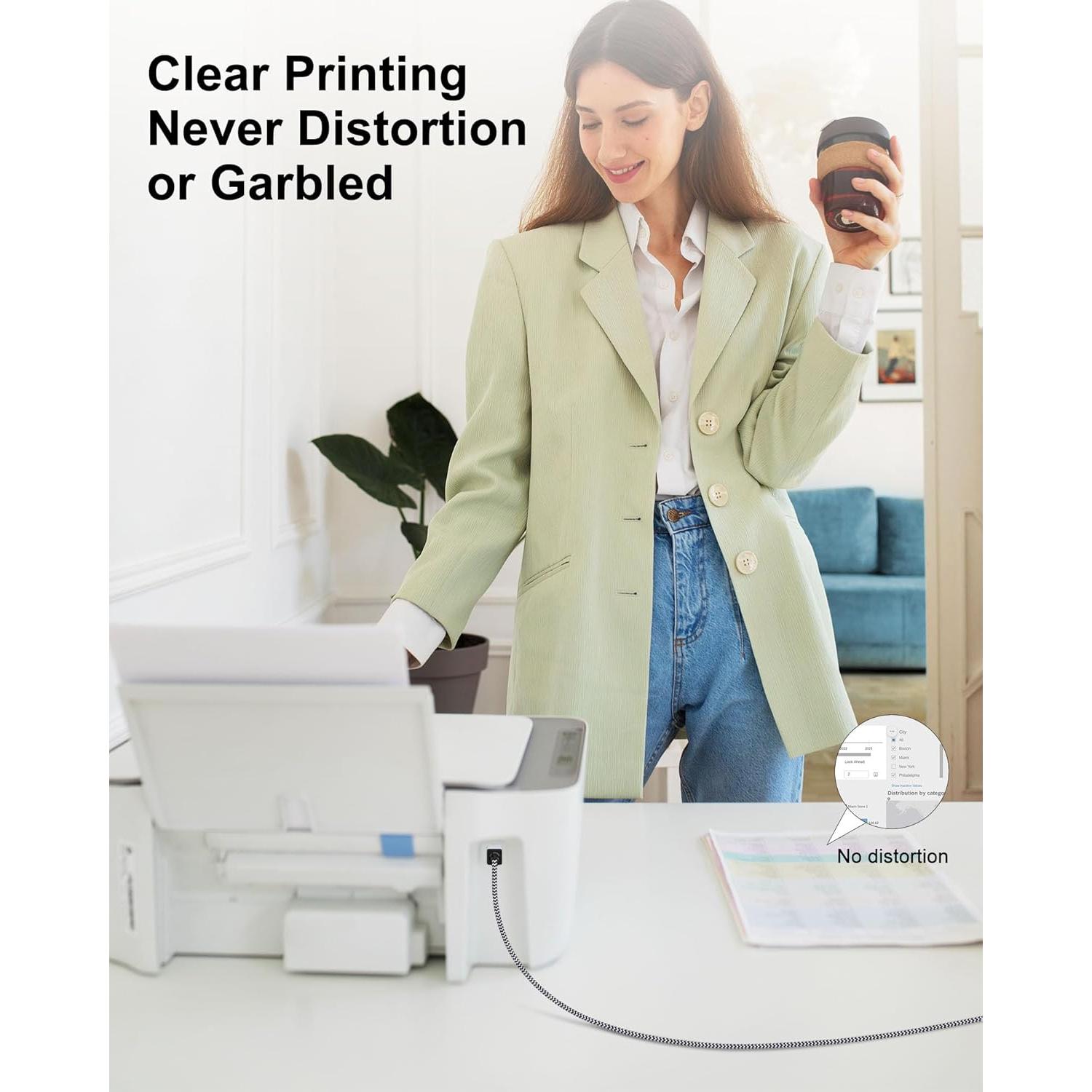 Cable USB B a C 1.83m AILKIN para Impresora y Escáner