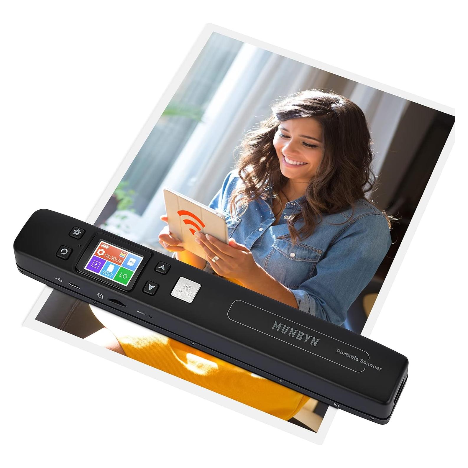 Escáner Portátil MUNBYN MU-IDS002W-BK 1050 DPI Wi-Fi USB