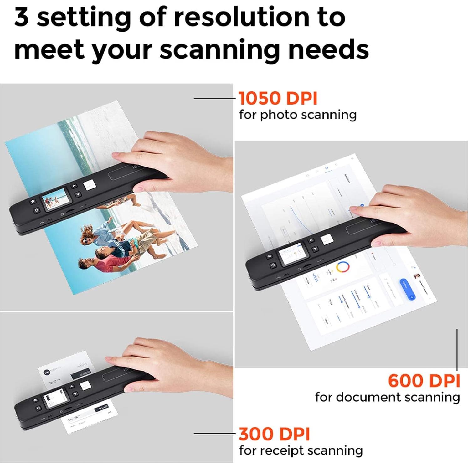 Escáner Portátil MUNBYN MU-IDS002W-BK 1050 DPI Wi-Fi USB