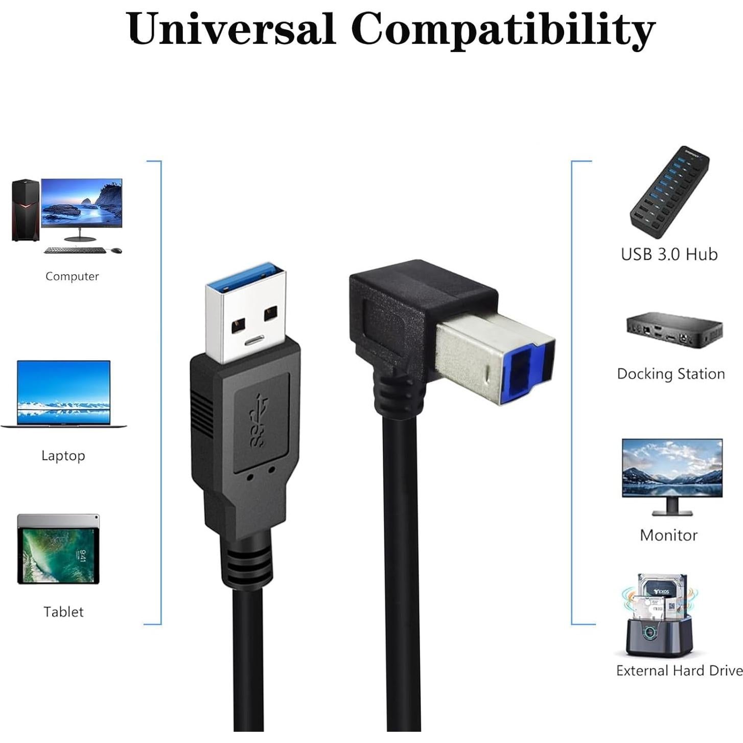 Cable USB 3.0 A macho a B macho 1.5m Shen Zhen - 90 grados