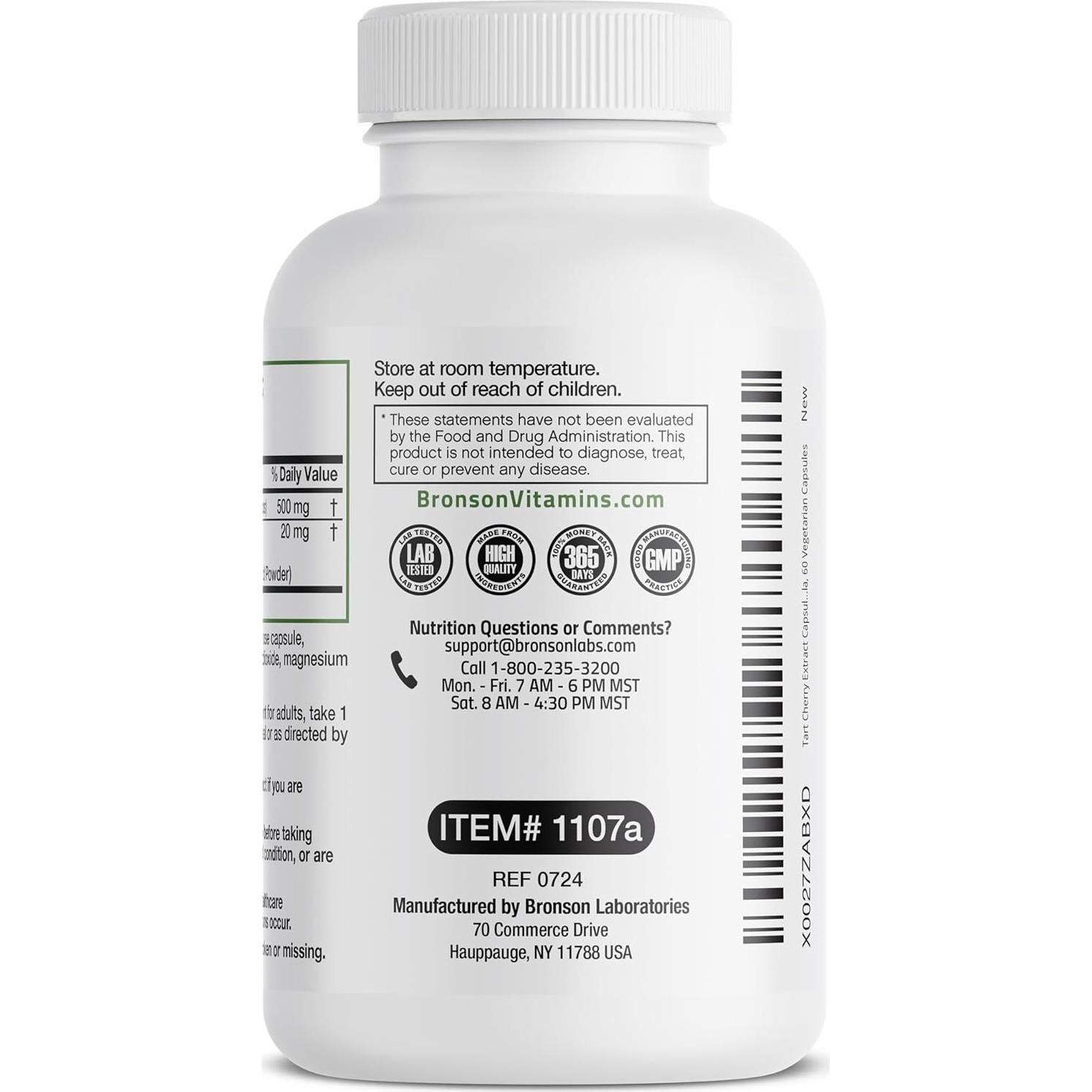 Extracto de Cereza Ácida Bronson 60 Cápsulas Vegetarianas