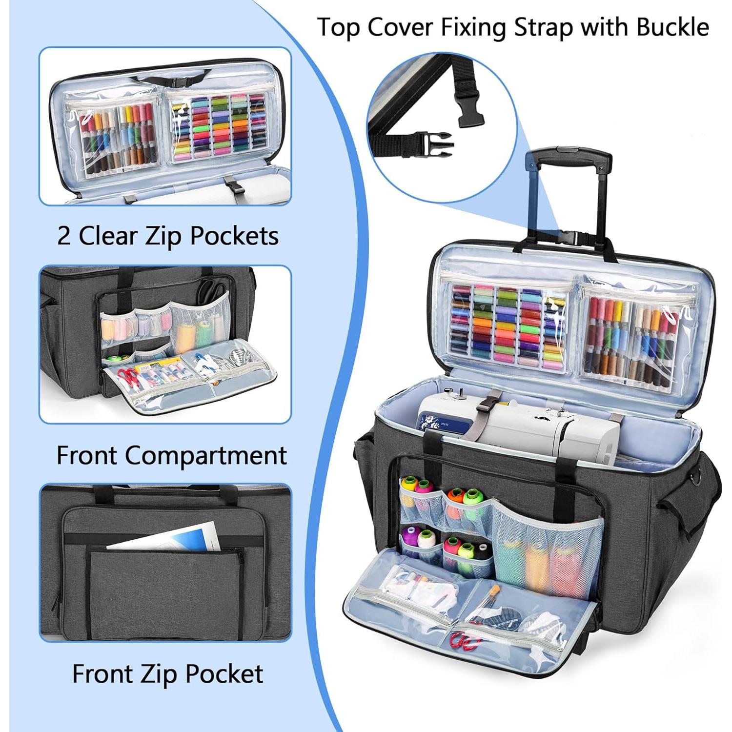 Funda CURMIO para Máquina de Coser y Bordar con Ruedas 56.4x24.1x34cm