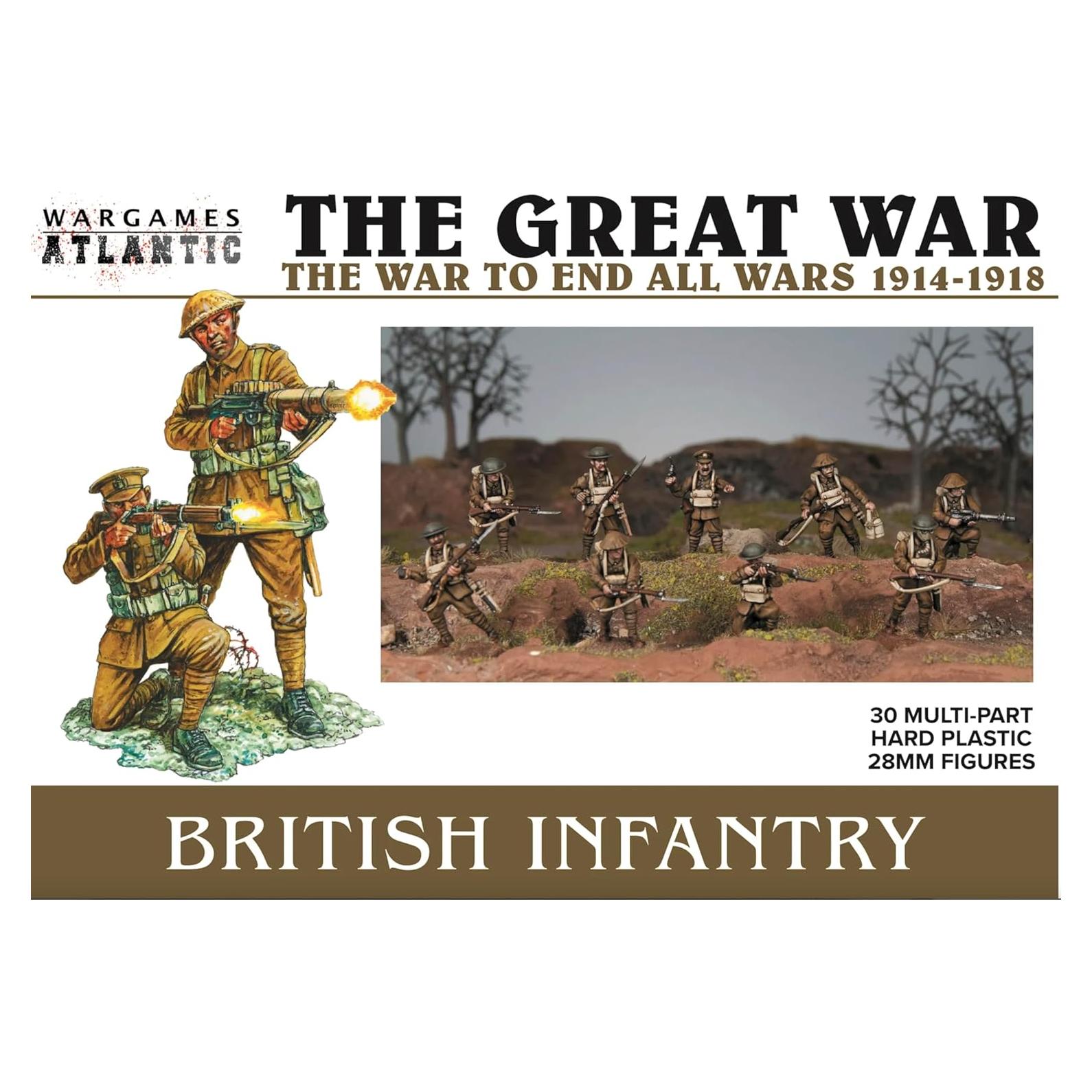 Figuras de Plástico Duro Wargames Atlantic Infantería Británica 30 Piezas