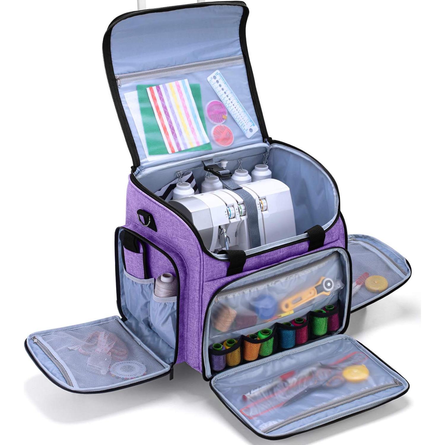 Funda para Overlock LUXJA con Carro Desmontable Púrpura