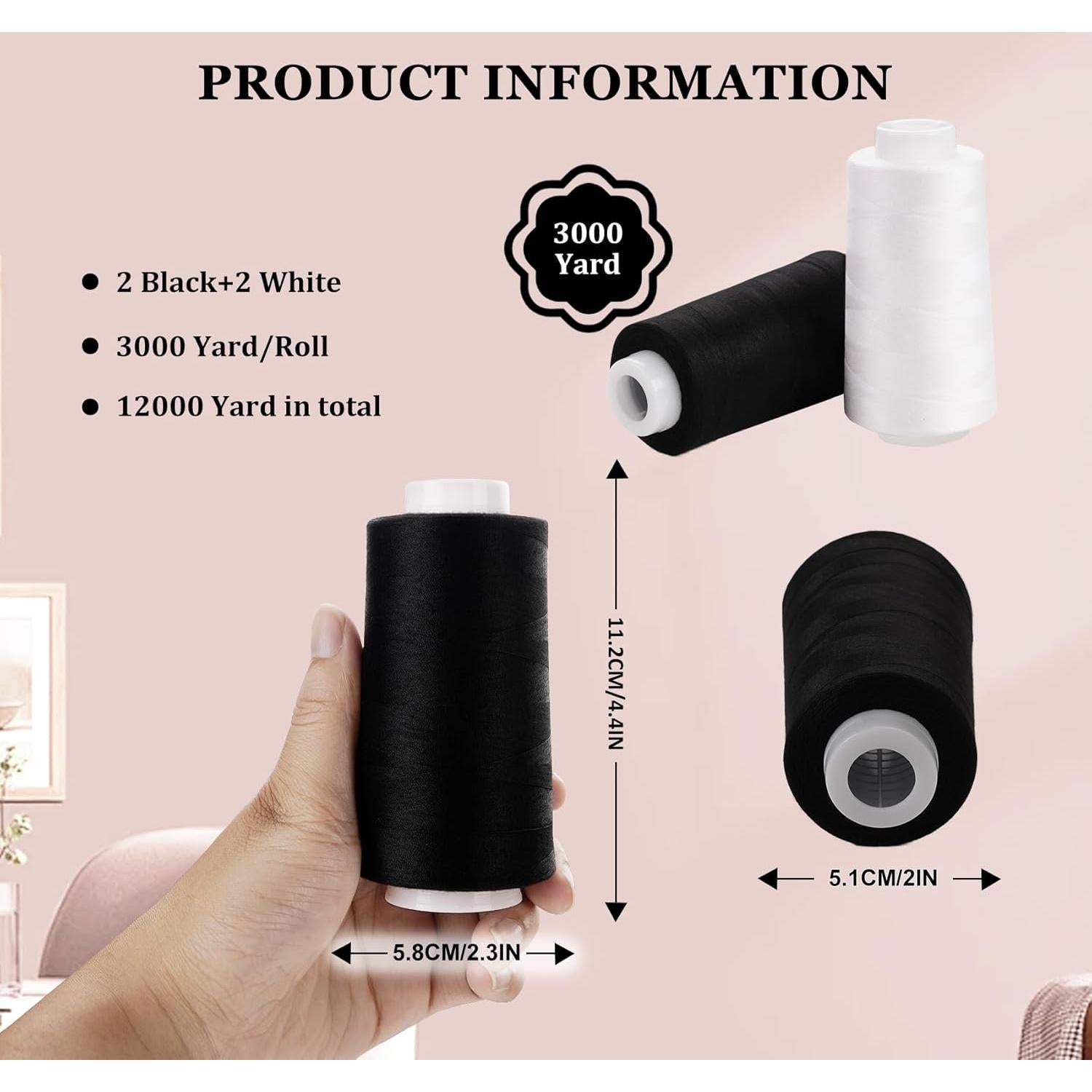 Juego de Hilo de Coser ilauke 4 Carretes 3000 Yards Poliester