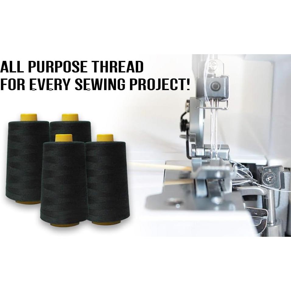 Paquete de 4 Conos de Hilo de Coser AK Trading 6000 Yds Marfil