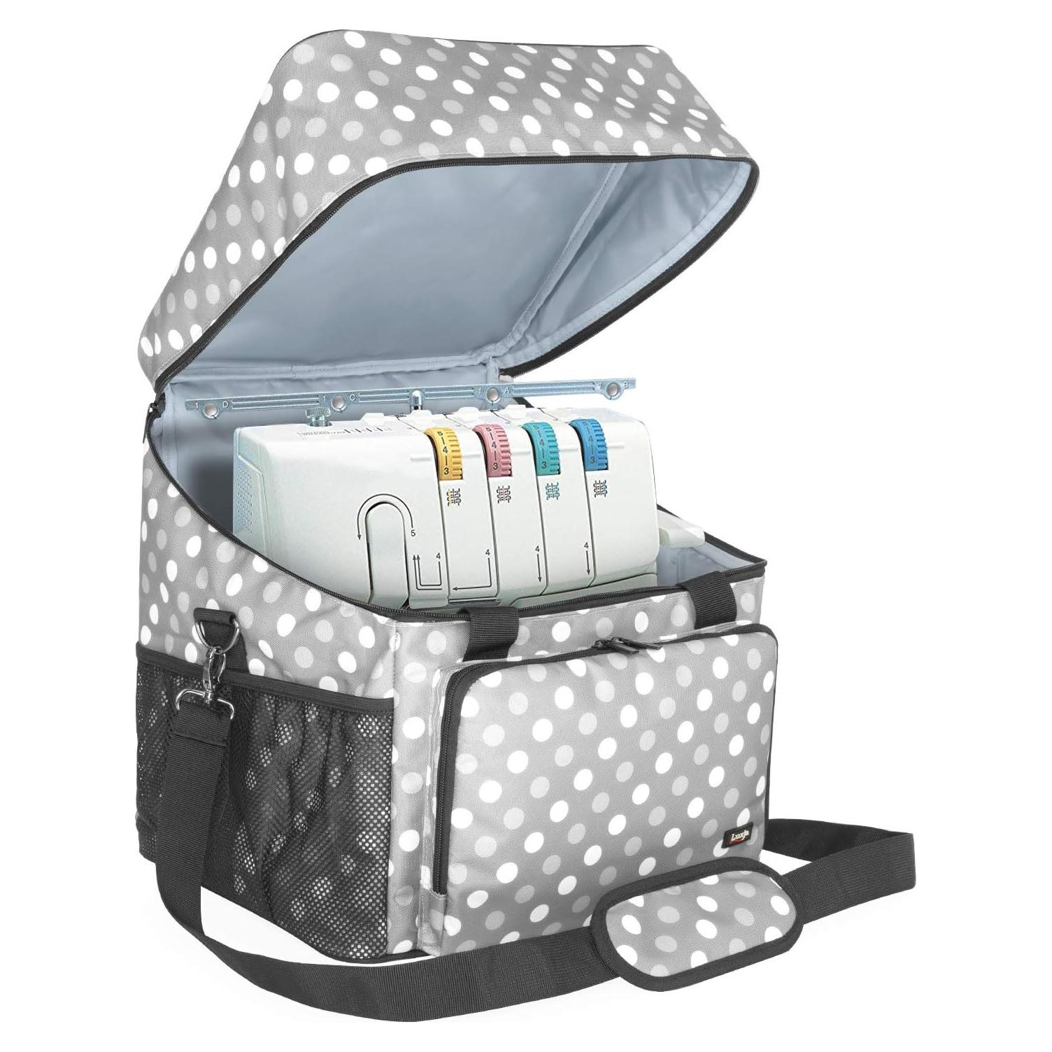 Funda para Serger LUXJA Puntos Grises con Bolsillos 33x30.5x34.3cm