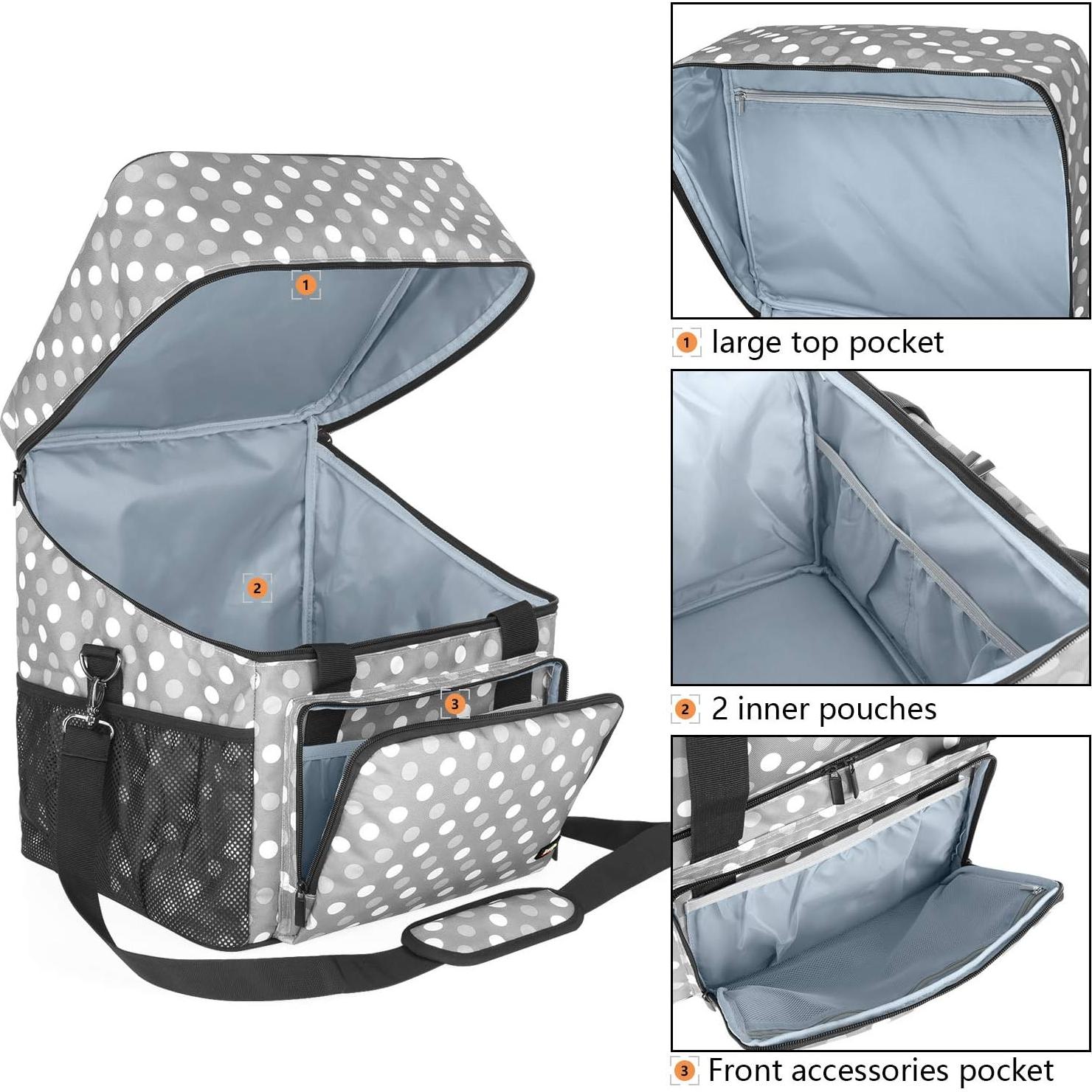 Funda para Serger LUXJA Puntos Grises con Bolsillos 33x30.5x34.3cm