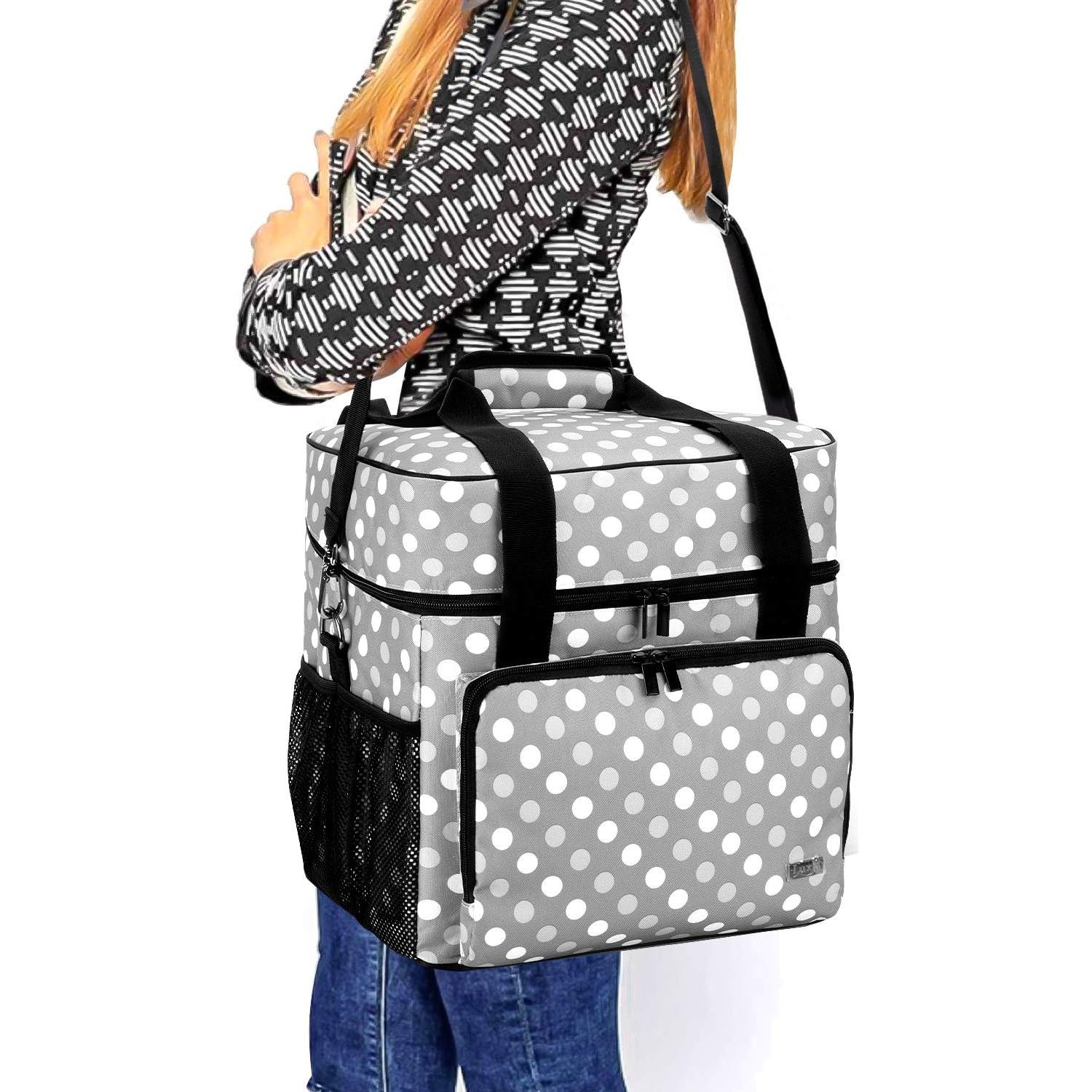 Funda para Serger LUXJA Puntos Grises con Bolsillos 33x30.5x34.3cm