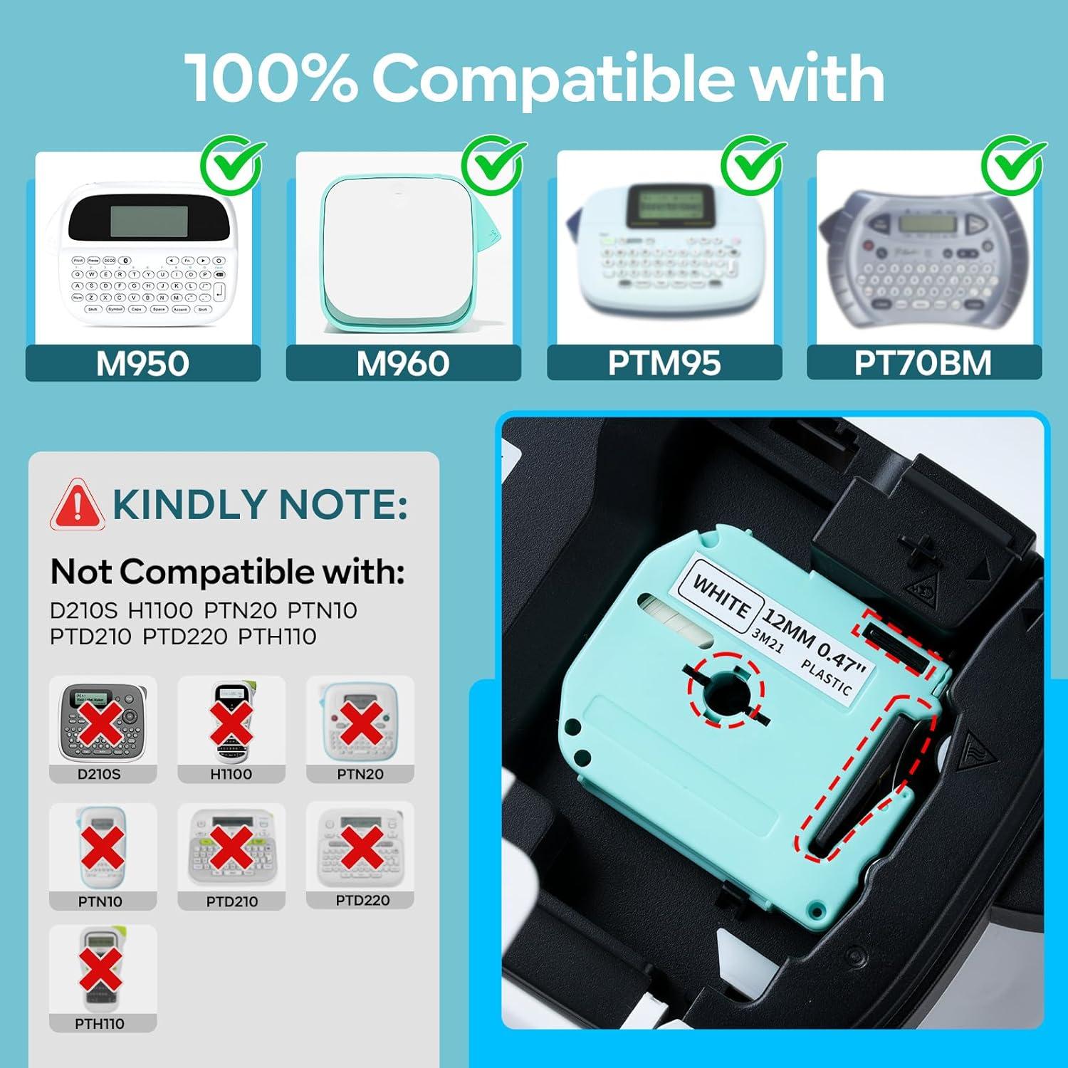 Cintas de Etiquetas VolenGo M950 12mm 5-Pack Colores